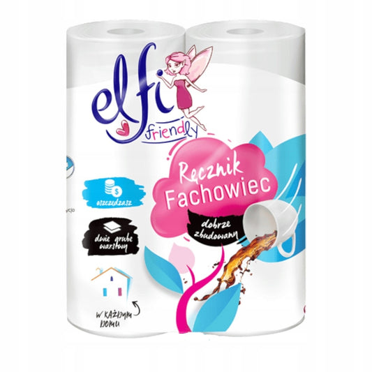 Ręcznik papierowy Elfi Friendly Fachowiec 2 rolki 2-warstwowy mocny chłonny