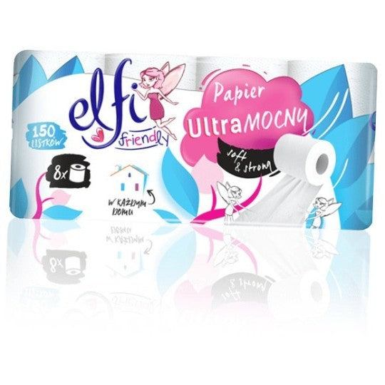 Papier toaletowy Elfi Friendly UltraMOCNY 8 rolek 2-warstwowy biały PZH