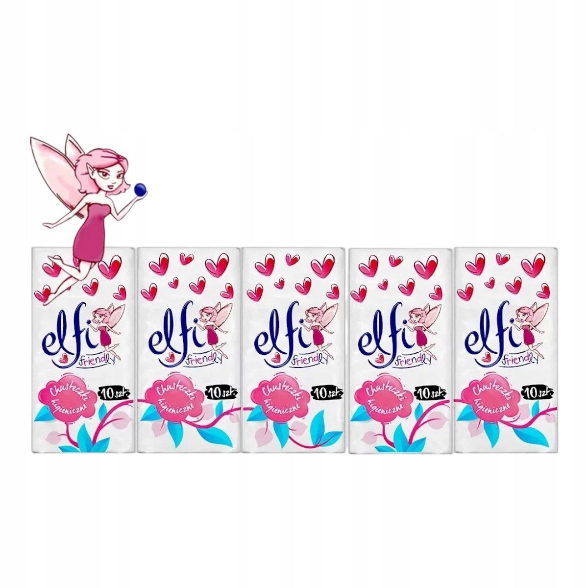 Chusteczki higieniczne Elfi Friendly 10x10szt 2w miękkie delikatne PZH