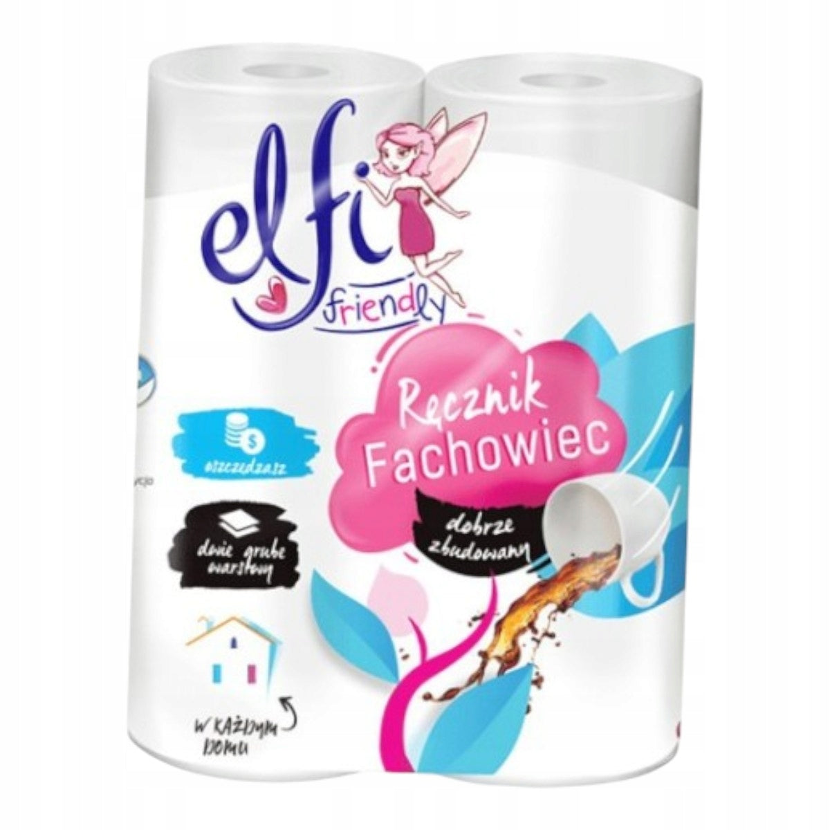 Ręcznik papierowy Elfi Friendly Fachowiec 2 rolki 2-warstwowy mocny chłonny