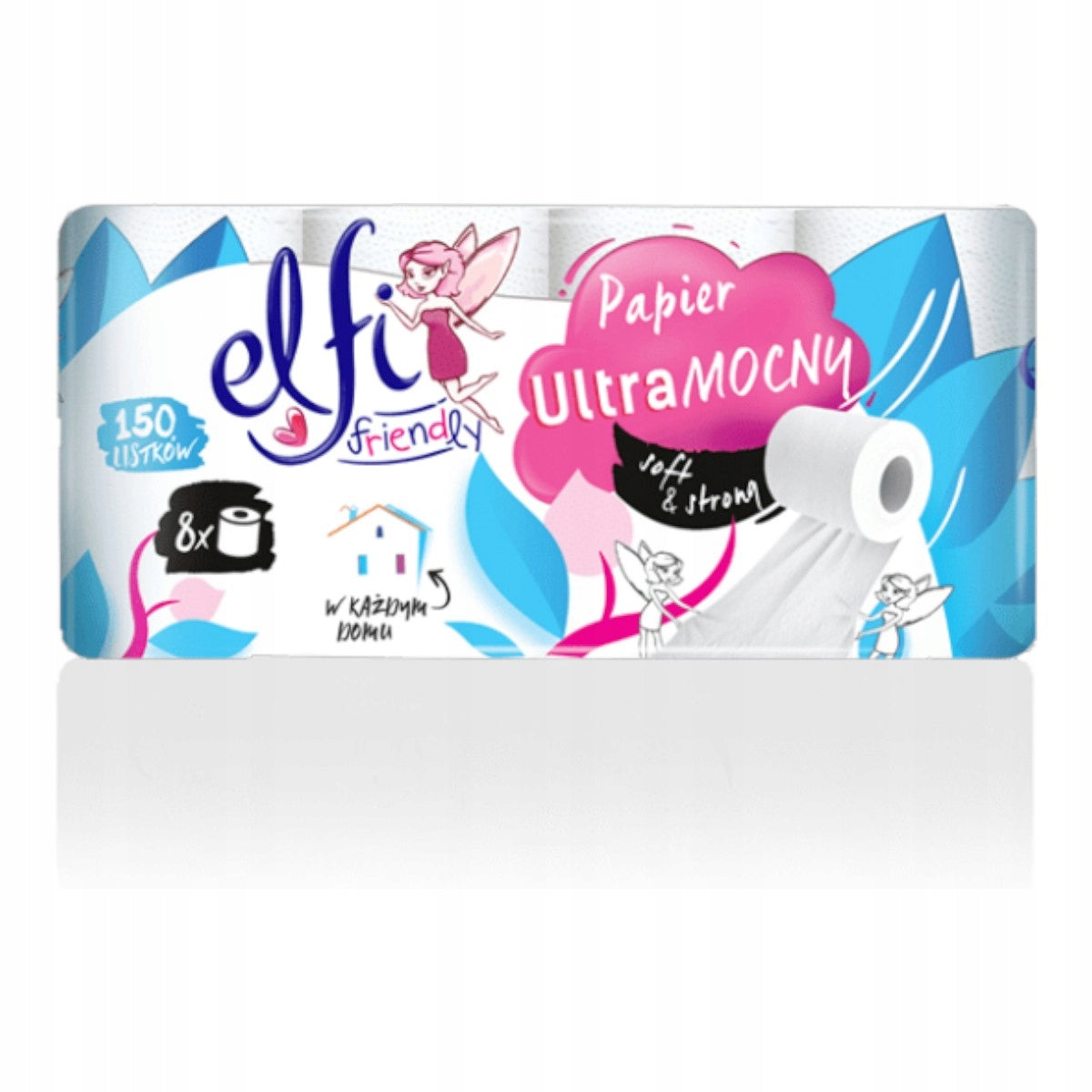 Papier toaletowy Elfi Friendly UltraMOCNY 8 rolek 2-warstwowy biały PZH