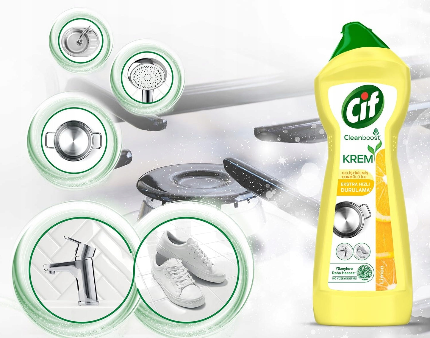 Mleczko do czyszczenia CIF Cleanboost uniwersalne - 10x cytryna 500 ml