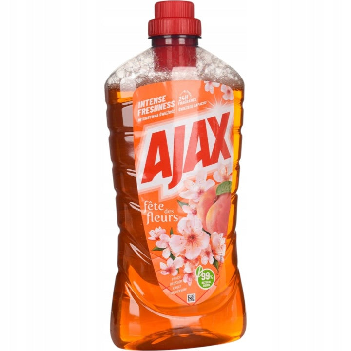 Ajax Płyn do Mycia Podłóg Kwiat brzoskwini 1L Bez Smug 24h Zapachu