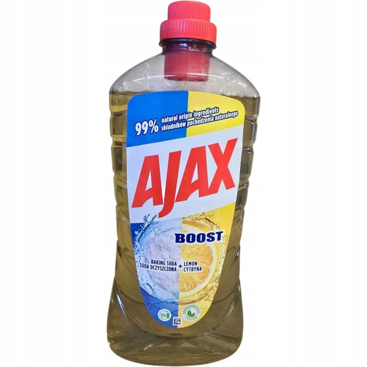 Ajax Płyn do Mycia Podłóg boost cytryna soda 1L Bez Smug 24h Zapachu
