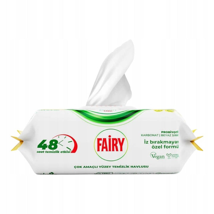 Duże Nawilżane Chusteczki do czyszczenia Fairy Lemon - 3x uniwersalne 100 szt.