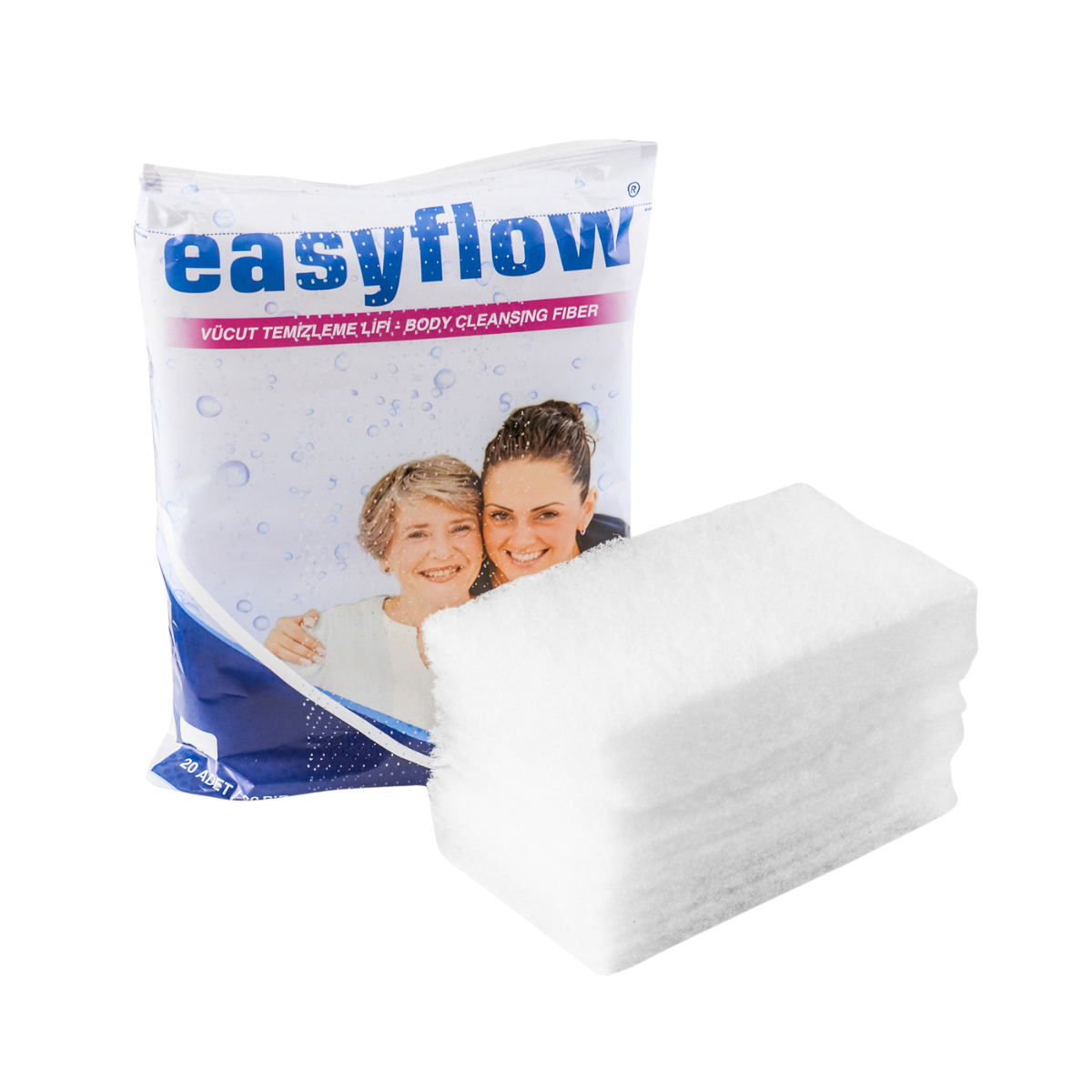 EasyFlow Gąbki myjki 4x20 szt.  z mydłem do mycia ciała dla seniorów i chorych