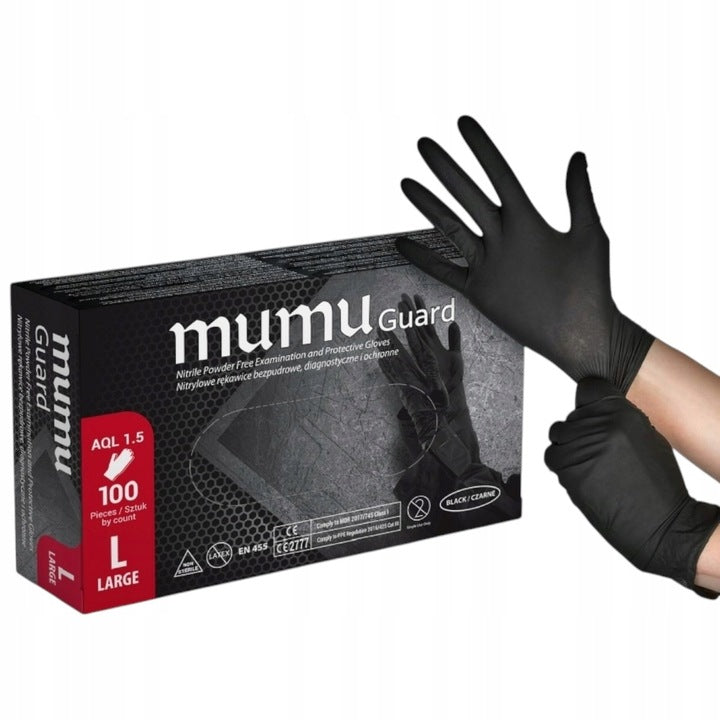 Rękawiczki nitrylowe czarne rękawice bezpudrowe black 100 szt.