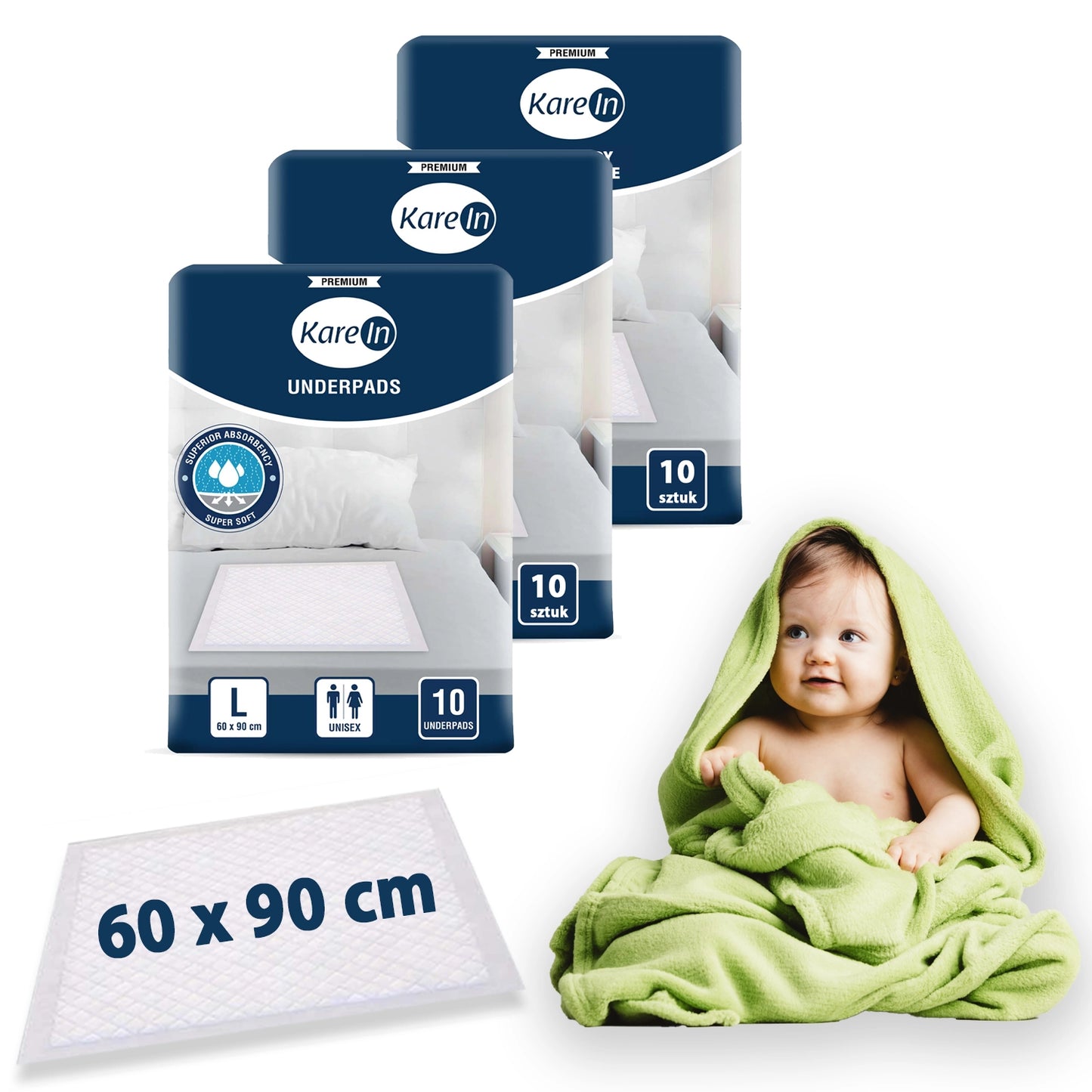 30 sztuk . Podkłady higieniczne dla dzieci PREMIUM 60-90 cm