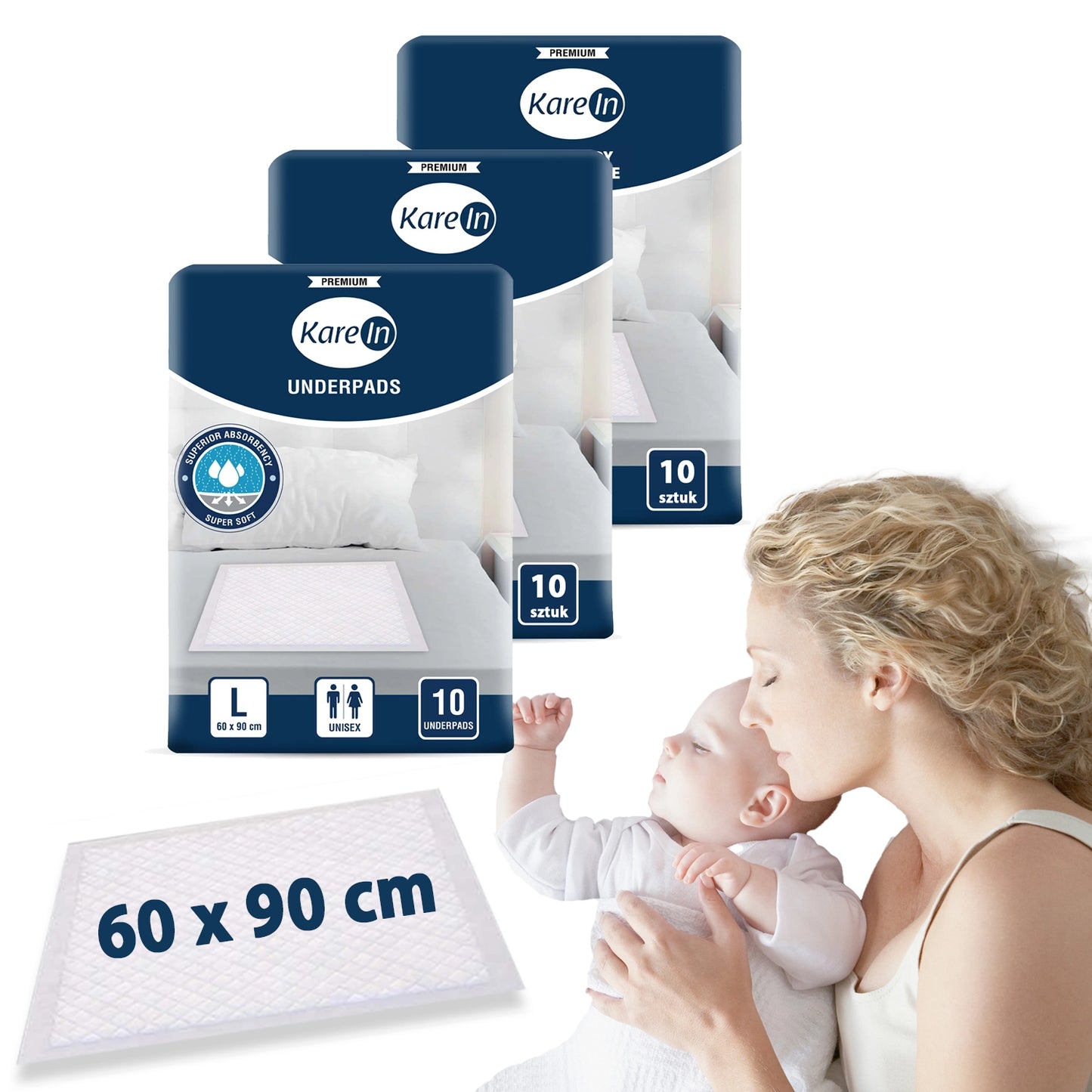 30 sztuk . Podkłady higieniczne poporodowe PREMIUM 60-90 cm