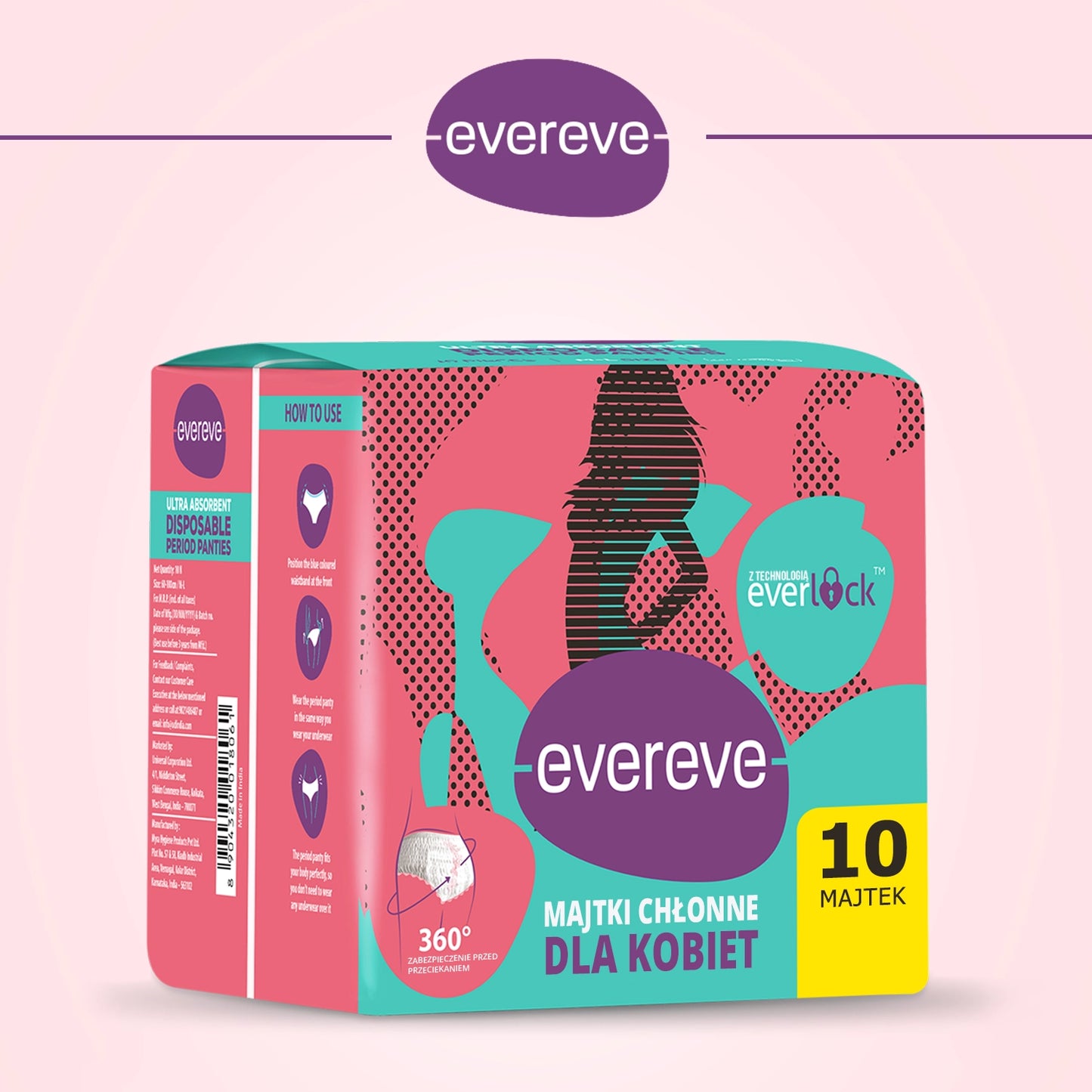 10 szt. - Majtki chłonne menustruacyjne dla Kobiet - EVEREVE - MADIMED