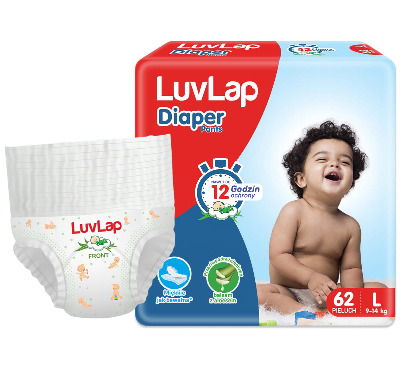 Pieluchomajtki dla dzieci LuvLap z aloesem 12h ochrony