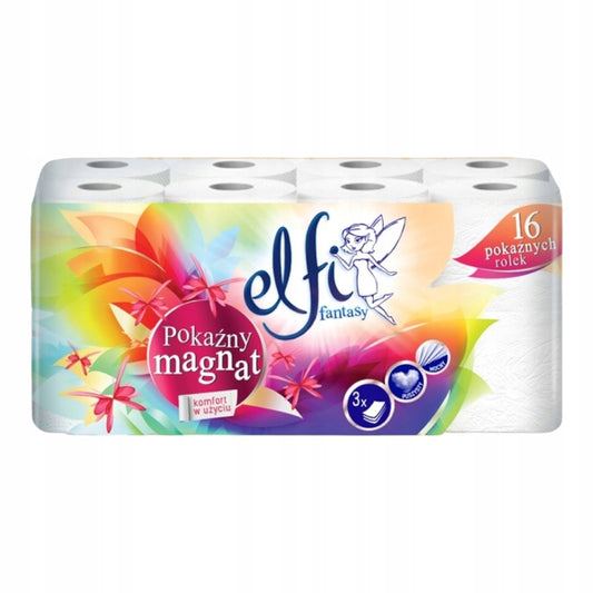 Papier toaletowy Elfi Fantasy Pokaźny Magnat 16 rolek 3-warstwy biały mocny