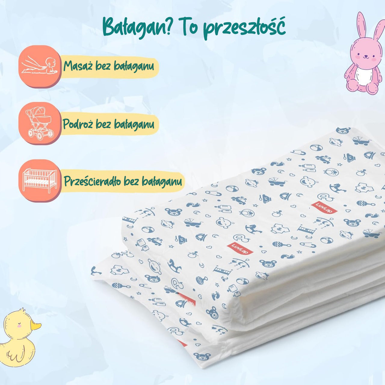 10 szt Jednorazowe maty do przewijania podkłady LuvLap 60x60 cm