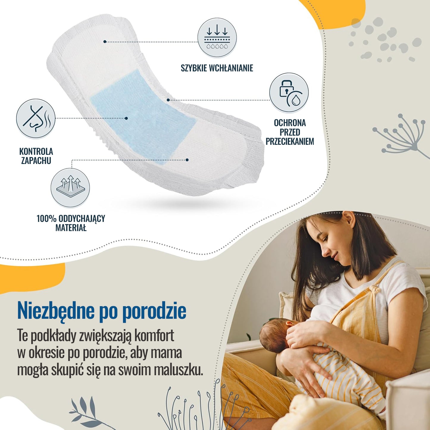 10 szt Podkłady poporodowe podpaski dla mam w okresie połogu chłonne LuvLap