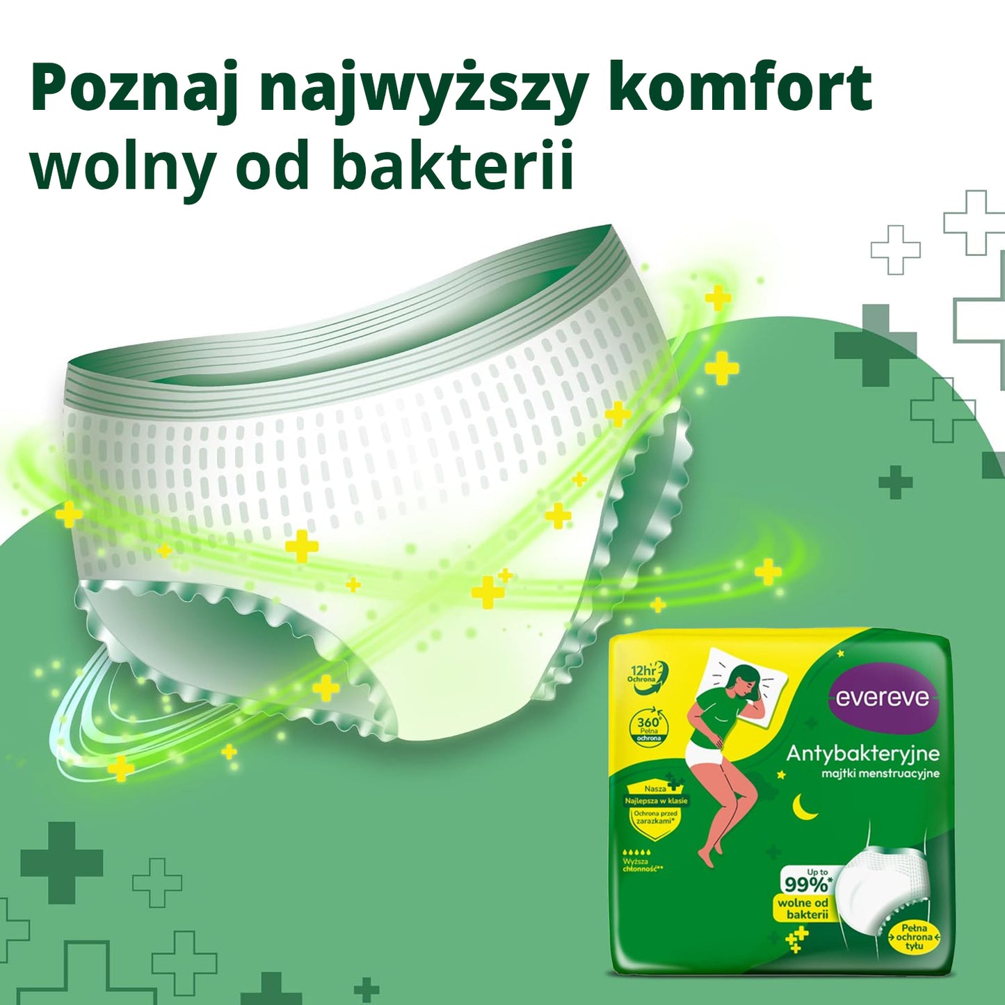 10 szt. - Nocne majtki chłonne menstruacyjne antybakteryjne dla kobiet - EVEREVE