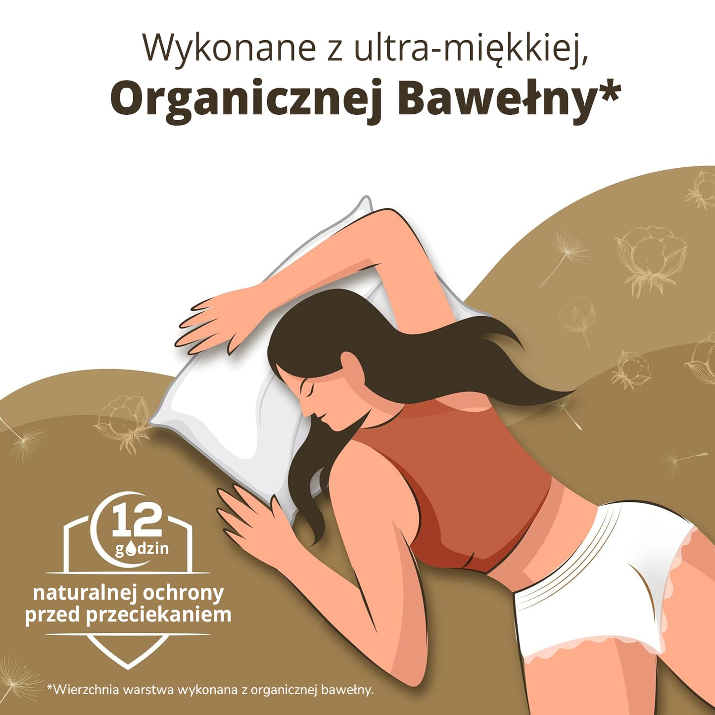 10 szt. - Nocne majtki chłonne menstruacyjne dla kobiet organiczna bawełna - EVEREVE