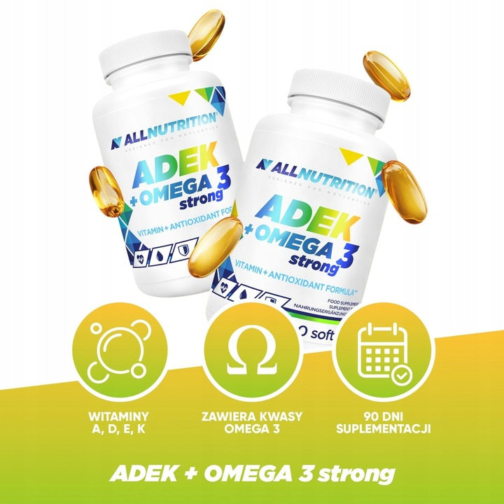 ALLNUTRITION ADEK+Omega 3 Strong 90 kaps Odporność Kości Serce Wzrok