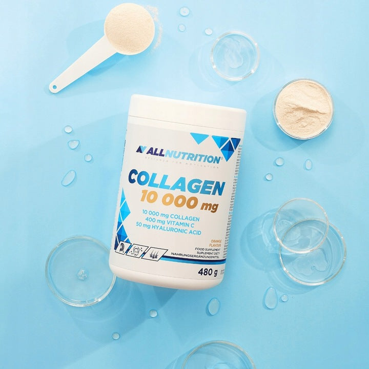 ALLNUTRITION Collagen 10 000 mg Wit C Kwas Hialuronowy 480 g Pomarańcza