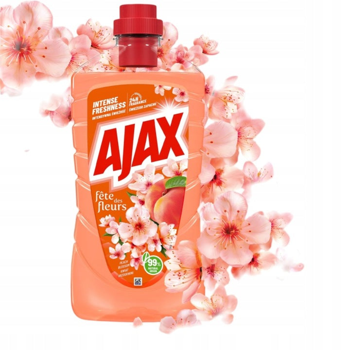 Ajax Płyn do Mycia Podłóg Kwiat brzoskwini 1L Bez Smug 24h Zapachu