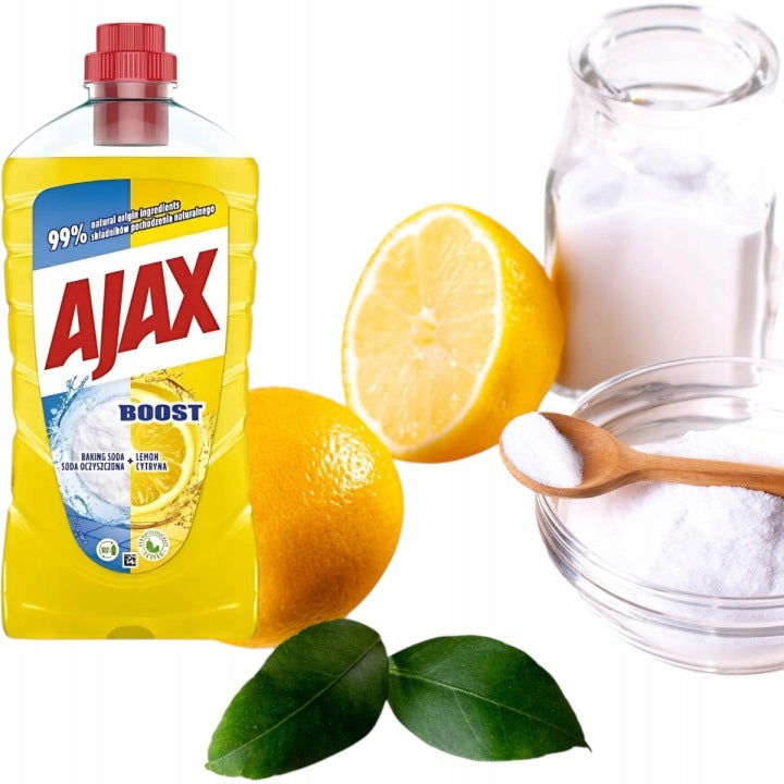 Ajax Płyn do Mycia Podłóg boost cytryna soda 1L Bez Smug 24h Zapachu