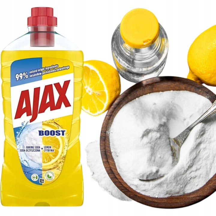 Ajax Płyn do Mycia Podłóg boost cytryna soda 1L Bez Smug 24h Zapachu
