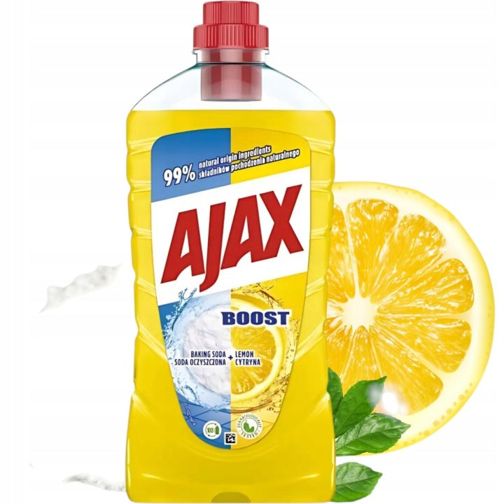 Ajax Płyn do Mycia Podłóg boost cytryna soda 1L Bez Smug 24h Zapachu