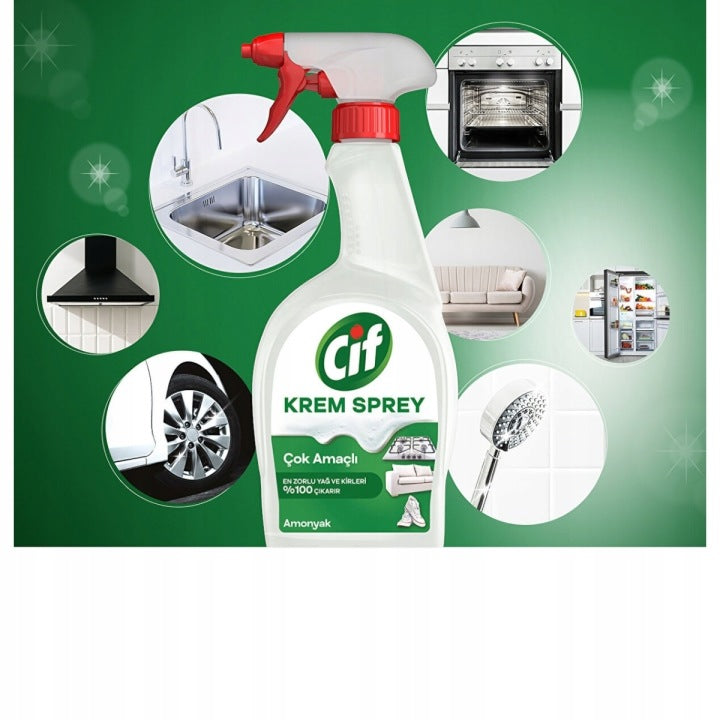 CIF Krem Spray 750 ml Uniwersalny z Amoniakiem Na Tłuszcz do czyszczenia