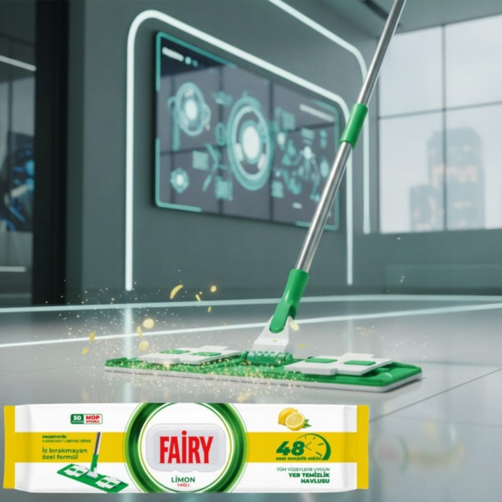 Duże Wkłady do mopa Fairy chusteczki nawilżane jednorazowe Cytryna 50 szt.
