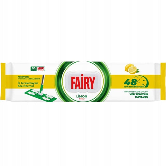 Duże Wkłady do mopa Fairy chusteczki nawilżane jednorazowe Cytryna 50 szt.