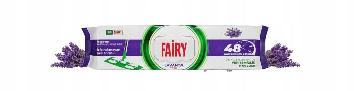 Duże Wkłady do mopa Fairy chusteczki nawilżane jednorazowe Lawenda 50 szt.