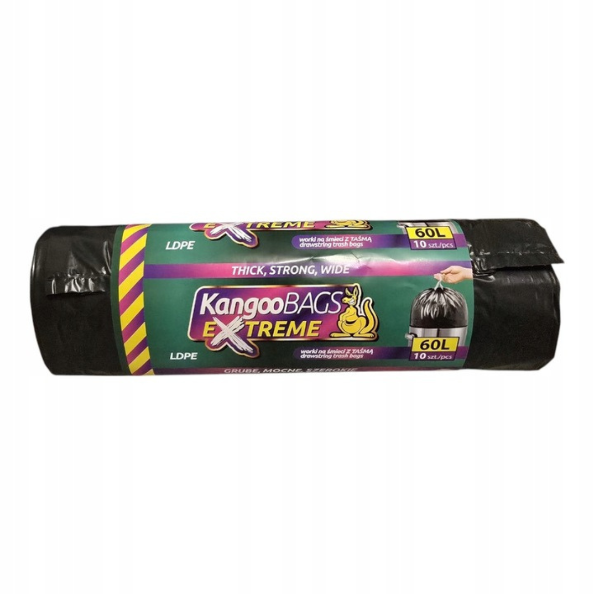 Kangoo Bags  300 sztuk ( 30 rolek po 10 sztuk)- Worki na śmieci z taśmą 300 x 60L – extra mocne, idealne do pampersów i odpadów medycznych