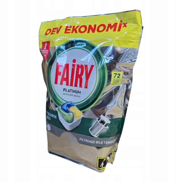 Kapsułki do zmywarki Fairy Platinum megapaka 72 szt cytryna tłuszcz brud