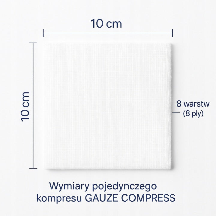 Kompresy gazowe niejałowe 10x10cm 8-warstwowe medyczne 100 szt.