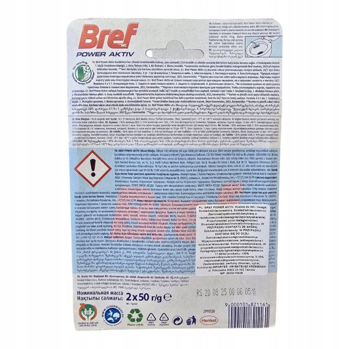 Kostki zawieszki do wc toalety Bref Power Aktiv Ocean 2x50g morski