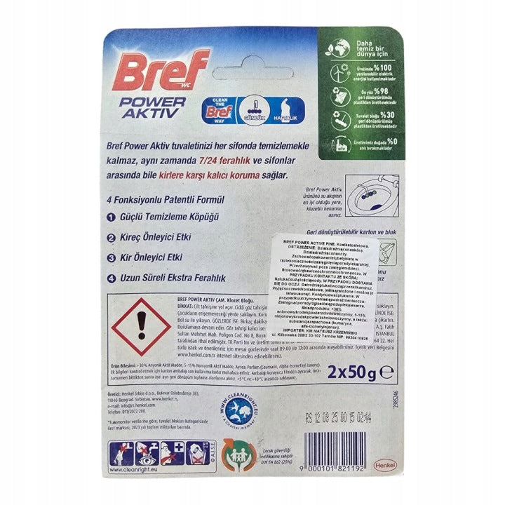 Kostki zawieszki do wc toalety Bref Power Aktiv Pine 2x50g sosna