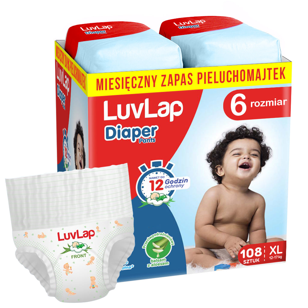 Pieluchomajtki dla dzieci LuvLap z aloesem 12h ochrony (zapas miesięczny)