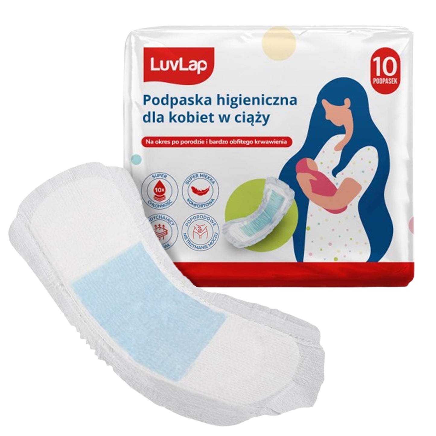 10 szt Podkłady poporodowe podpaski dla mam w okresie połogu chłonne LuvLap