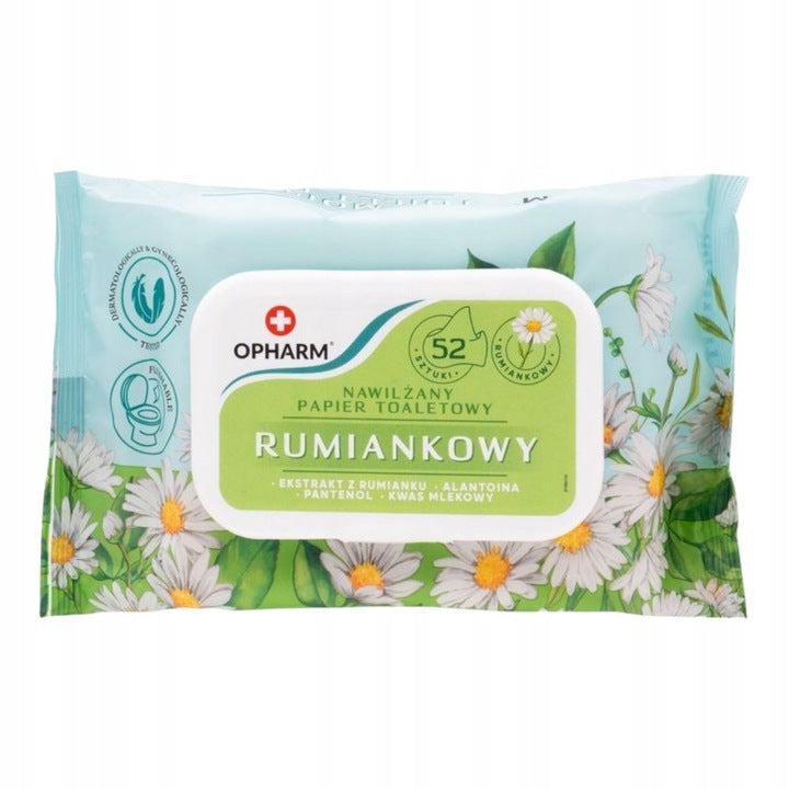 Nawilżany papier toaletowy rumiankowy Opharm 52 szt.
