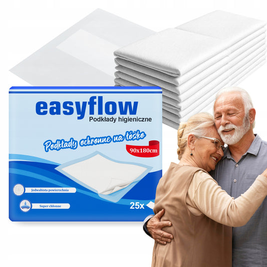 Podkłady higieniczne Easyflow 90x180 cm 25szt Chłonne Dla seniorów i dzieci