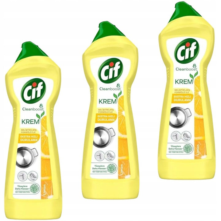 Mleczko do czyszczenia CIF Cleanboost uniwersalne - 3x cytryna 500 ml