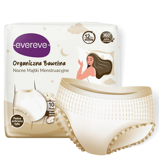 10 szt. - Nocne majtki chłonne menstruacyjne dla kobiet organiczna bawełna - EVEREVE